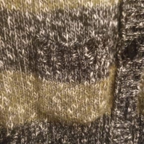 Mudd Large Gray & Olive Green Striped Spft Knitted Cardigan Sweater with Sequins - Picture 5 of 8